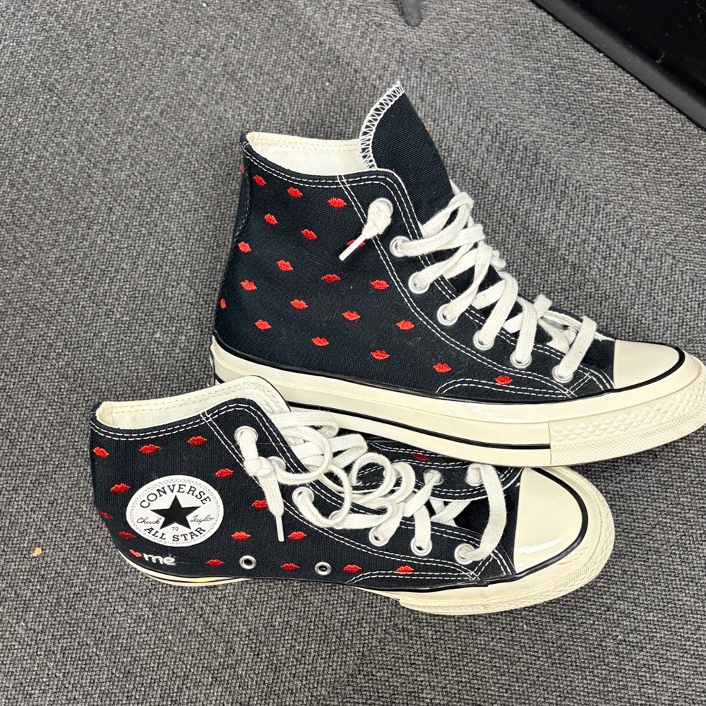 Converse Black and Red Polka Dot High-Tops